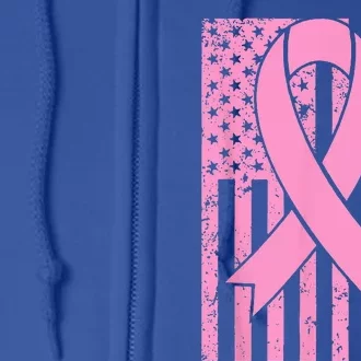 Back The Pink Breast Cancer Awareness Flag Full Zip Hoodie