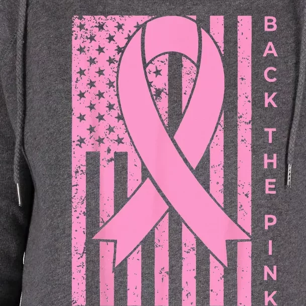 Back The Pink Breast Cancer Awareness Flag Womens Funnel Neck Pullover Hood