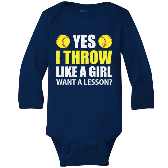 Baseball Throw Player Funny Ball Retro Vintage Coach Lover Funny Gift Baby Long Sleeve Bodysuit