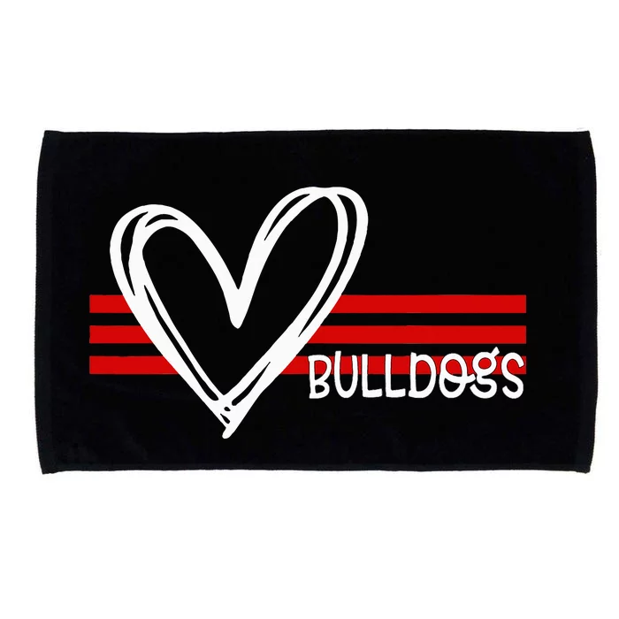 Bulldogs Team Pride School Spirit White Red Heart Microfiber Hand Towel