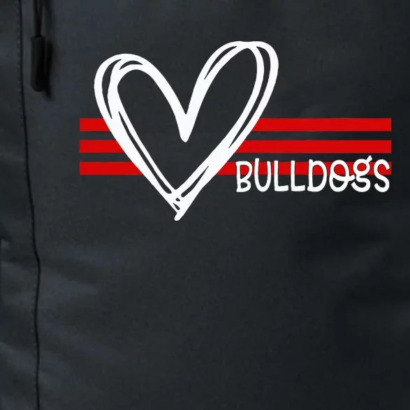 Bulldogs Team Pride School Spirit White Red Heart Daily Commute Backpack