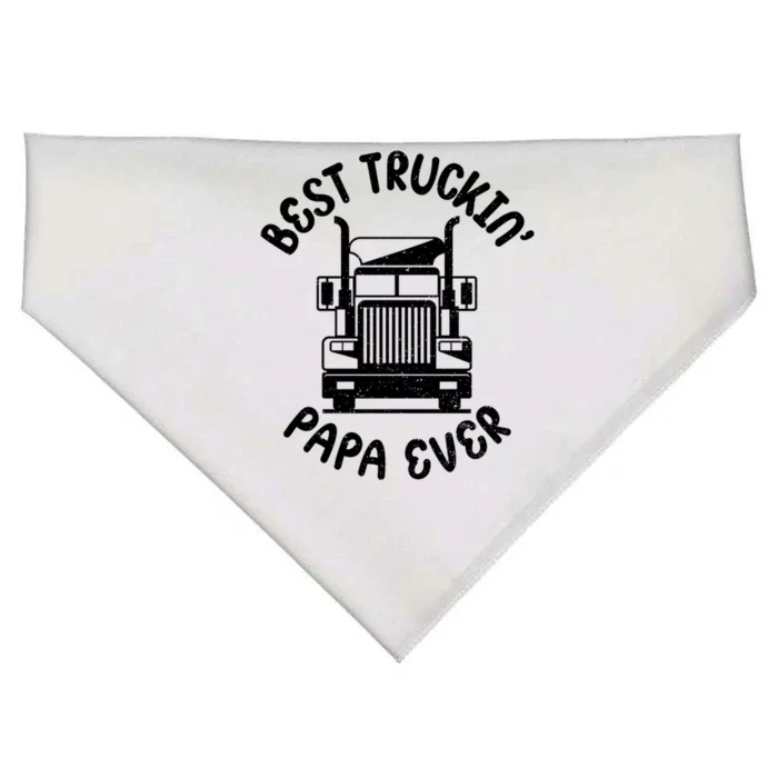 Best Truckin Papa Ever Tees Big Rig Trucker For Fathers Day Great Gift USA-Made Doggie Bandana