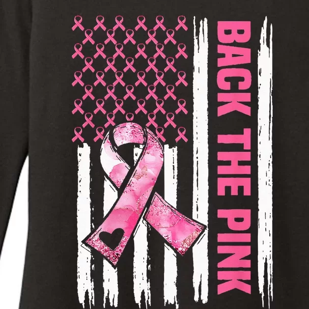 Back The Pink Warrior Flag American Breast Cancer Awareness Womens CVC Long Sleeve Shirt