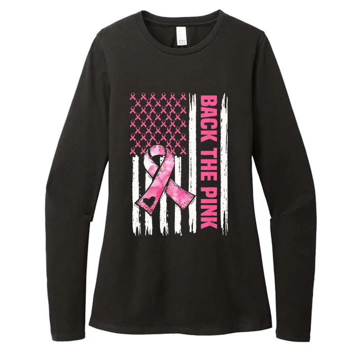 Back The Pink Warrior Flag American Breast Cancer Awareness Womens CVC Long Sleeve Shirt