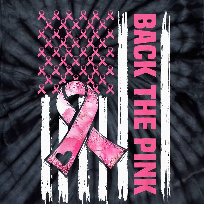 Back The Pink Warrior Flag American Breast Cancer Awareness Tie-Dye T-Shirt