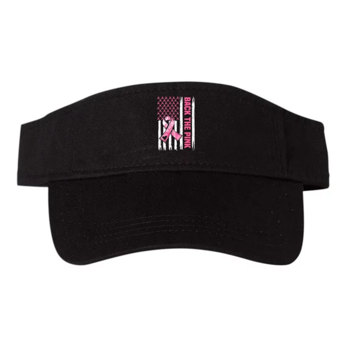 Back The Pink Warrior Flag American Breast Cancer Awareness Valucap Bio-Washed Visor