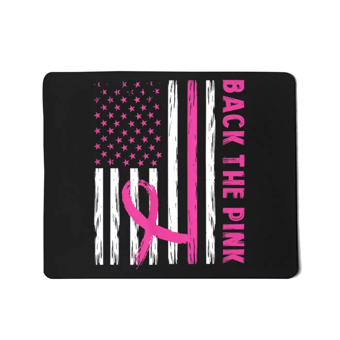 Back The Pink Ribbon Flag Breast Cancer Warrior Men Women Mousepad