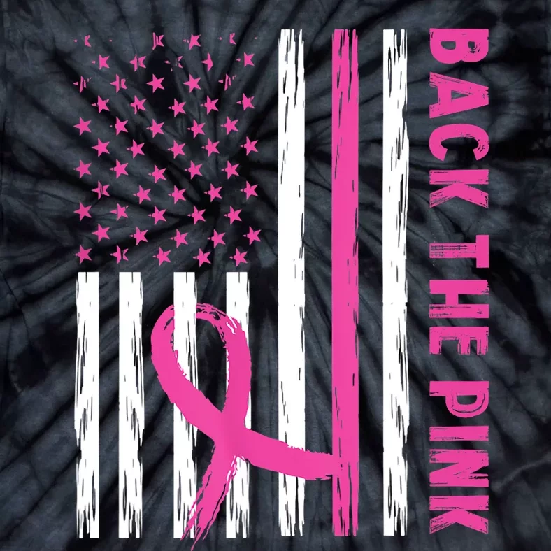 Back The Pink Ribbon Flag Breast Cancer Warrior Men Women Tie-Dye T-Shirt