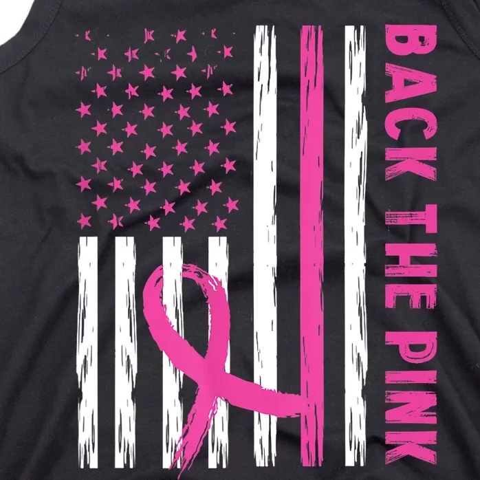 Back The Pink Ribbon Flag Breast Cancer Warrior Men Women Tank Top