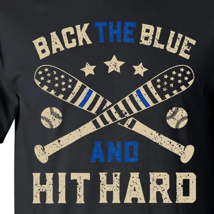 Baseball Team Pitcher Police Sheriff Supporter Back The Blue Tall T-Shirt