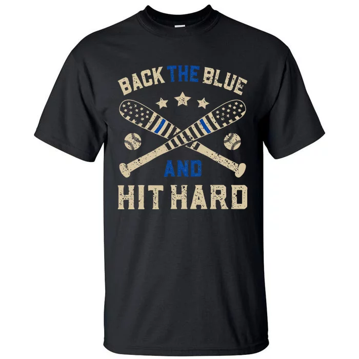 Baseball Team Pitcher Police Sheriff Supporter Back The Blue Tall T-Shirt