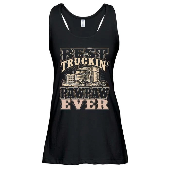 Best Truckin Pawpaw Ever Vinatge Trucker Fathers Day Gift Ladies Essential Flowy Tank