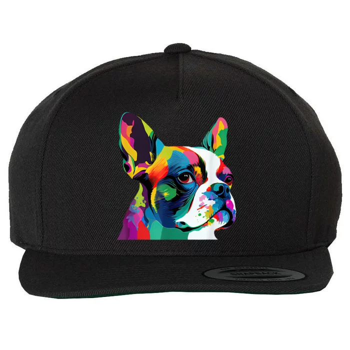 Boston Terrier Pop Art Design Boston Terrier Lovers Wool Snapback Cap