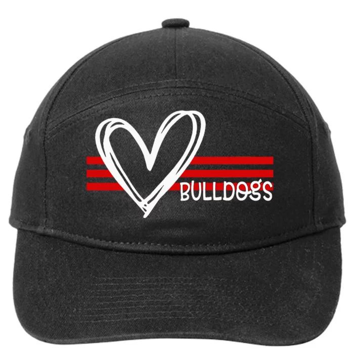 Bulldogs Team Pride School Spirit White Red Heart 7-Panel Snapback Hat