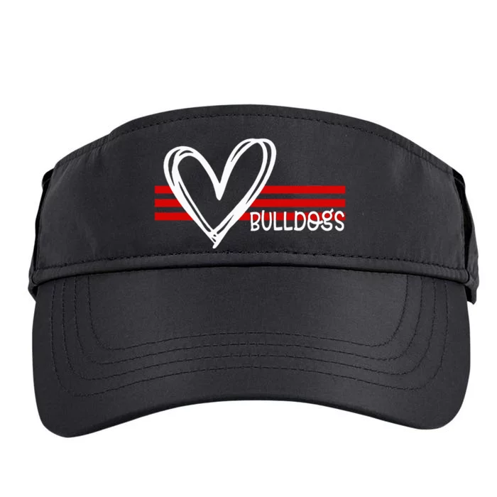 Bulldogs Team Pride School Spirit White Red Heart Adult Drive Performance Visor