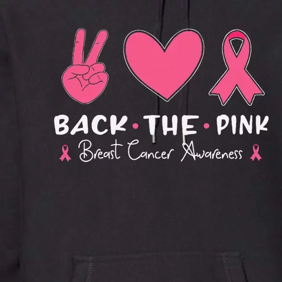 Back The Pink Ribbon American Flag Breast Cancer Awareness Premium Hoodie