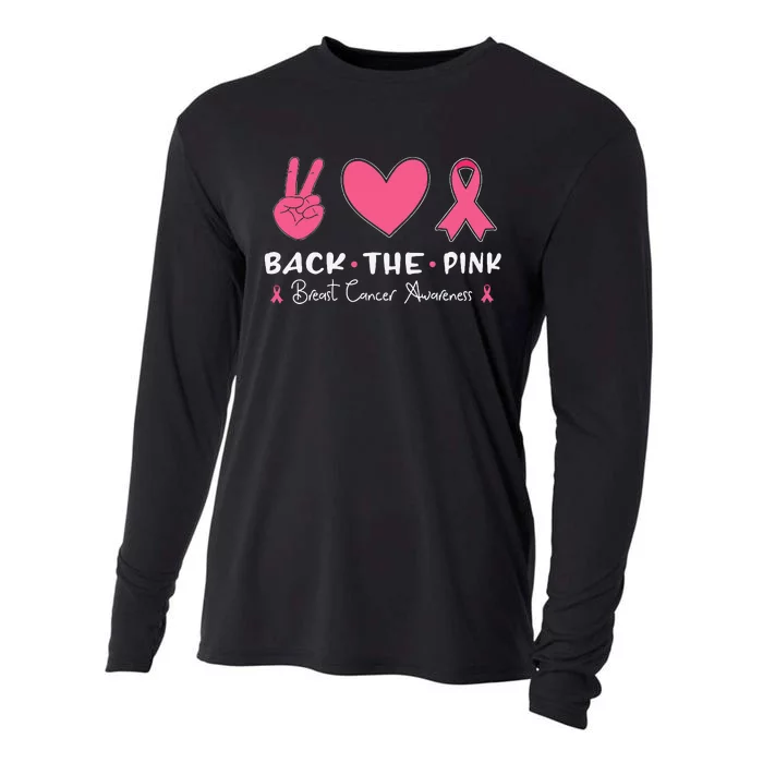 Back The Pink Ribbon American Flag Breast Cancer Awareness Cooling Performance Long Sleeve Crew