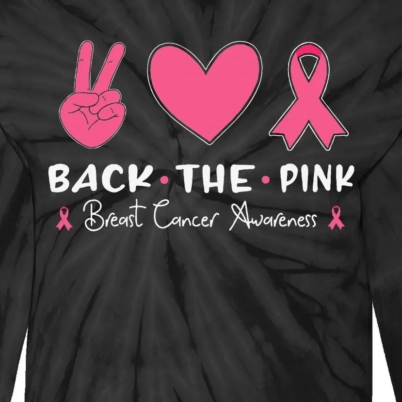 Back The Pink Ribbon American Flag Breast Cancer Awareness Tie-Dye Long Sleeve Shirt