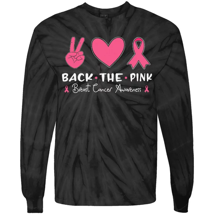 Back The Pink Ribbon American Flag Breast Cancer Awareness Tie-Dye Long Sleeve Shirt