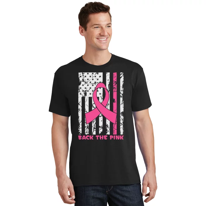 Back The Pink Breast Cancer Awareness Flag T-Shirt