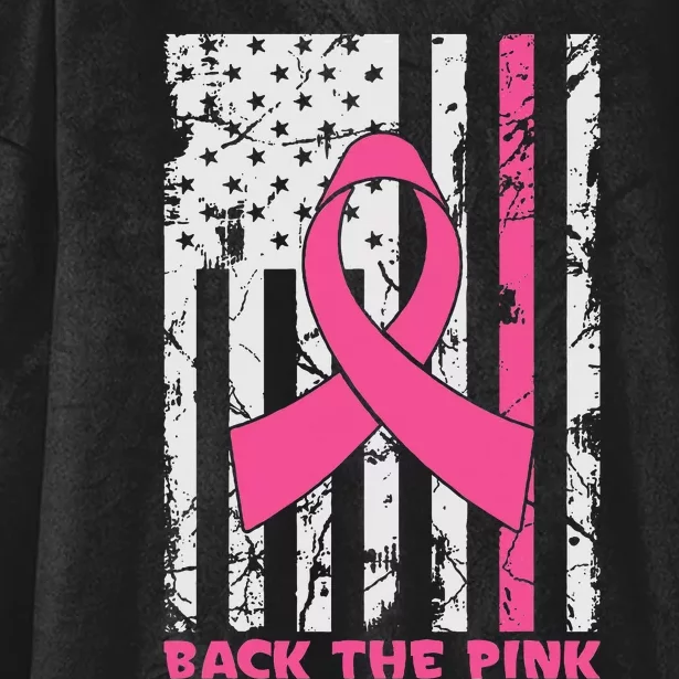 Back The Pink Breast Cancer Awareness Flag Hooded Wearable Blanket