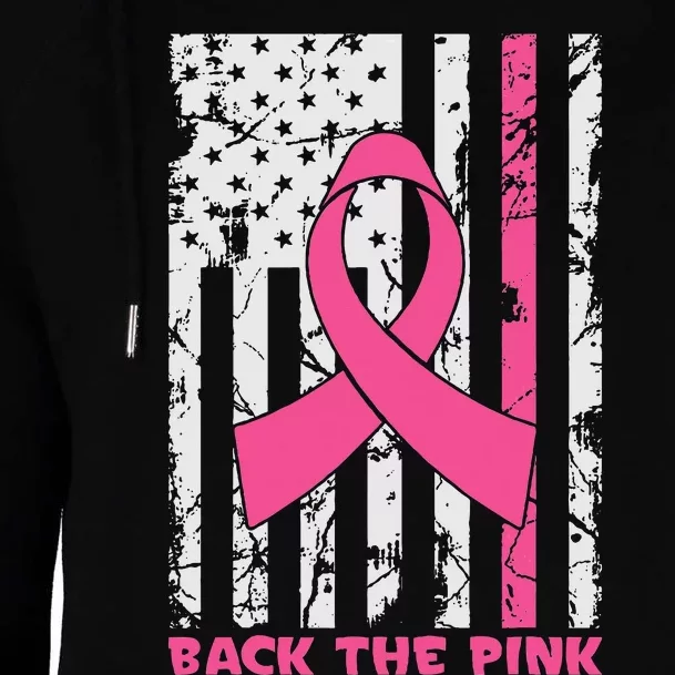 Back The Pink Breast Cancer Awareness Flag Womens Funnel Neck Pullover Hood