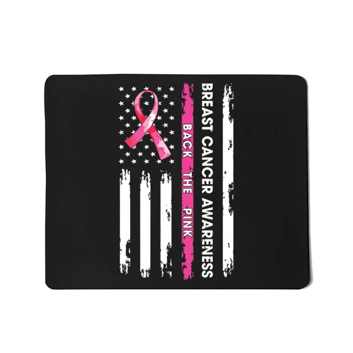 Back The Pink Ribbon American Flag Breast Cancer Awareness Mousepad