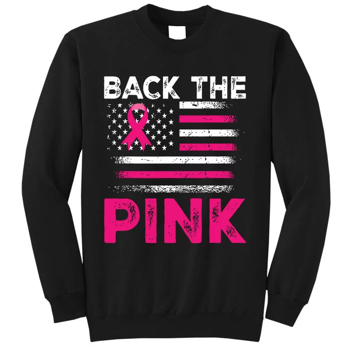 Back The Pink Ribbon Flag Breast Cancer Warrior Sweatshirt