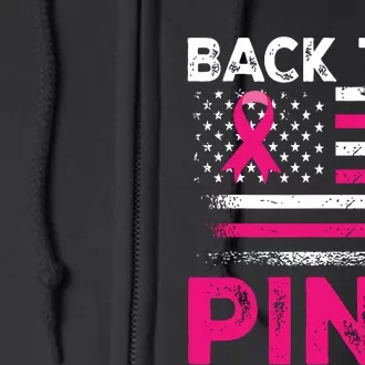 Back The Pink Ribbon Flag Breast Cancer Warrior Full Zip Hoodie