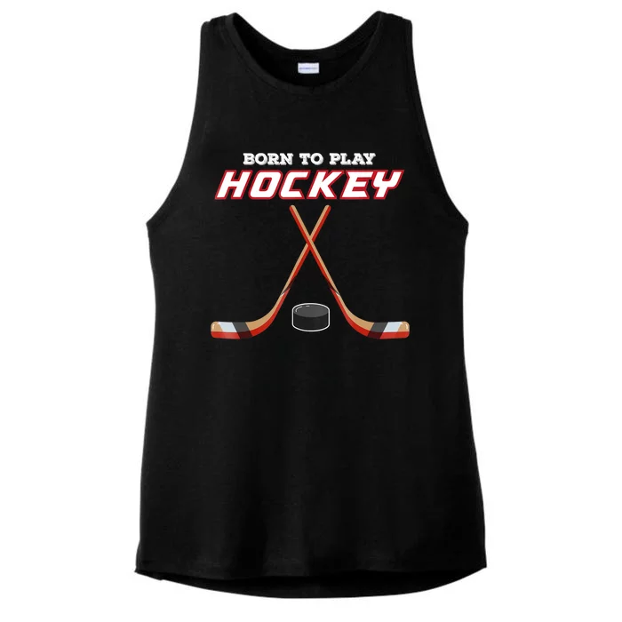 Born To Play Hockey Ladies Tri-Blend Wicking Tank