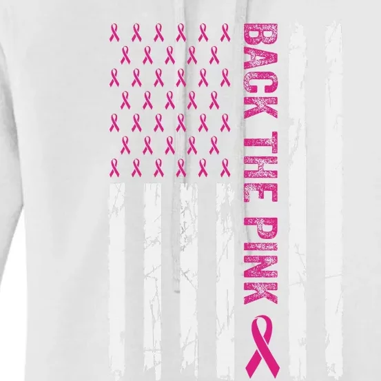 Back The Pink Flag We Wear In October Cancer Awareness Women's Pullover Hoodie