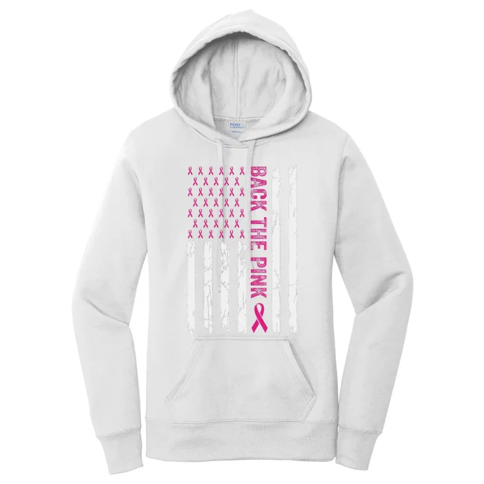 Back The Pink Flag We Wear In October Cancer Awareness Women's Pullover Hoodie