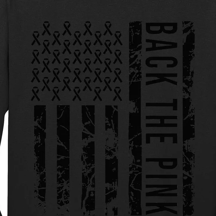 Back The Pink Breast Cancer Awareness Flag Tall Long Sleeve T-Shirt