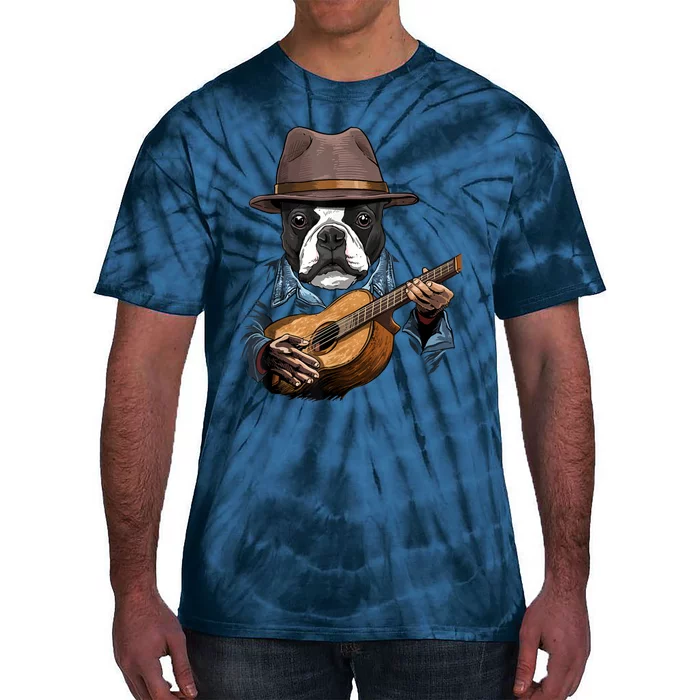 Boston Terrier Playing Guitar Pet Dog Lover Guitar Player Tie-Dye T-Shirt