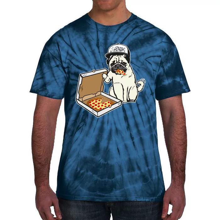 Babu The Pug Dog Eating Pizza, Justin Ashar Snapback Tie-Dye T-Shirt