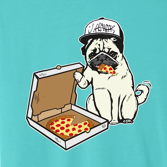 Babu The Pug Dog Eating Pizza, Justin Ashar Snapback ChromaSoft Performance T-Shirt