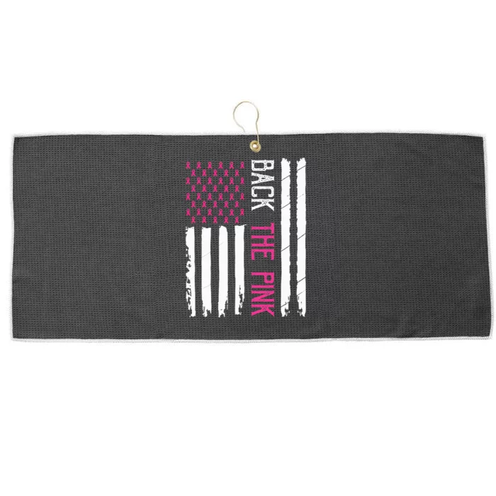 Back The Pink Breast Cancer Awareness Flag Large Microfiber Waffle Golf Towel