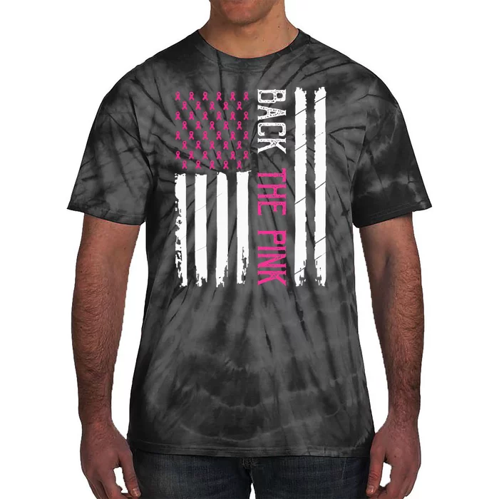 Back The Pink Breast Cancer Awareness Flag Tie-Dye T-Shirt