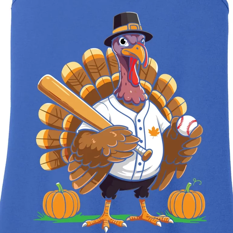 Baseball Turkey Pilgrim Thanksgiving Pumpkin Meaningful Gift Ladies Essential Tank