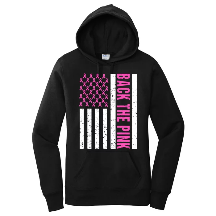 Back The Pink Breast Cancer Awareness Flag Women's Pullover Hoodie