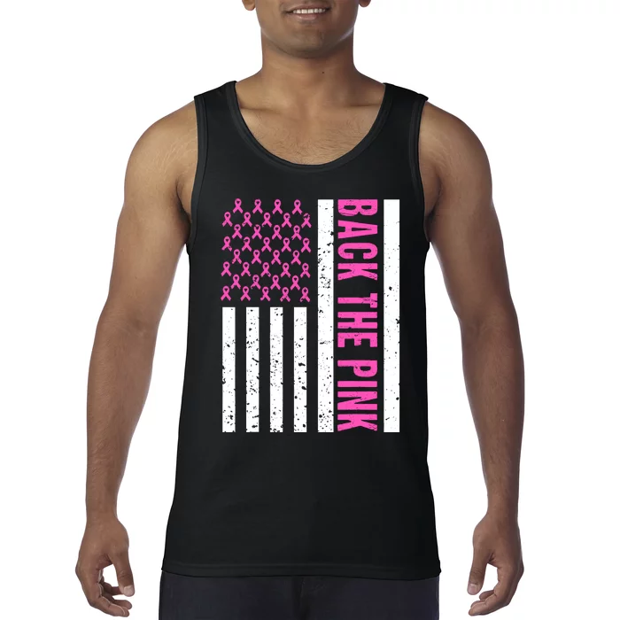 Back The Pink Breast Cancer Awareness Flag Tank Top