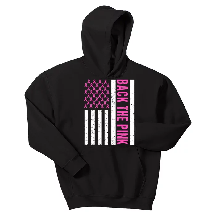 Back The Pink Breast Cancer Awareness Flag Kids Hoodie