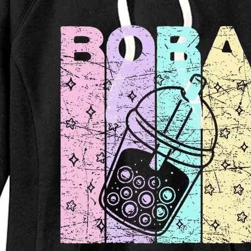 Boba Tea Pastel Bubble Tea Lover Retro Women's Fleece Hoodie