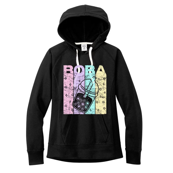 Boba Tea Pastel Bubble Tea Lover Retro Women's Fleece Hoodie