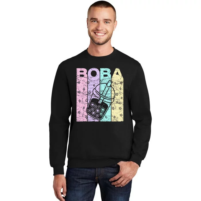 Boba Tea Pastel Bubble Tea Lover Retro Tall Sweatshirt