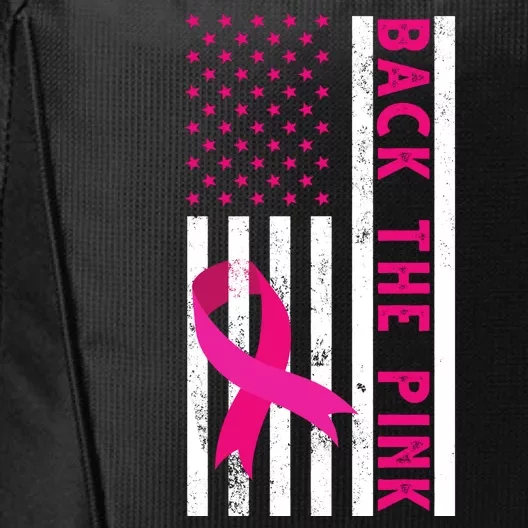 Back The Pink American Flag Pink Ribbon Breast Cancer City Backpack