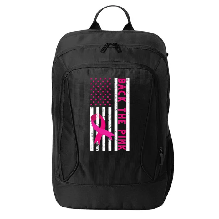 Back The Pink American Flag Pink Ribbon Breast Cancer City Backpack