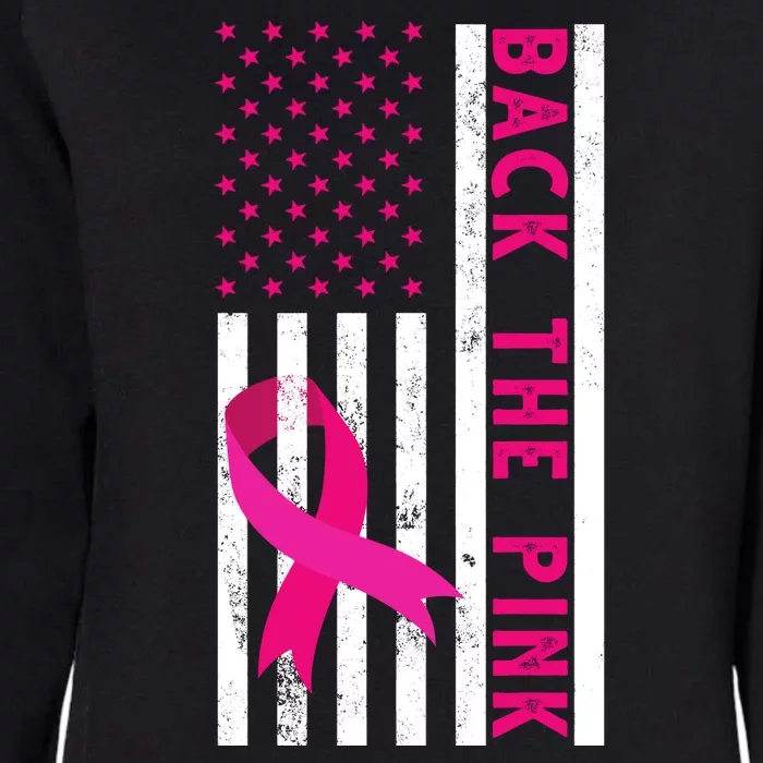 Back The Pink American Flag Pink Ribbon Breast Cancer Womens California Wash Sweatshirt