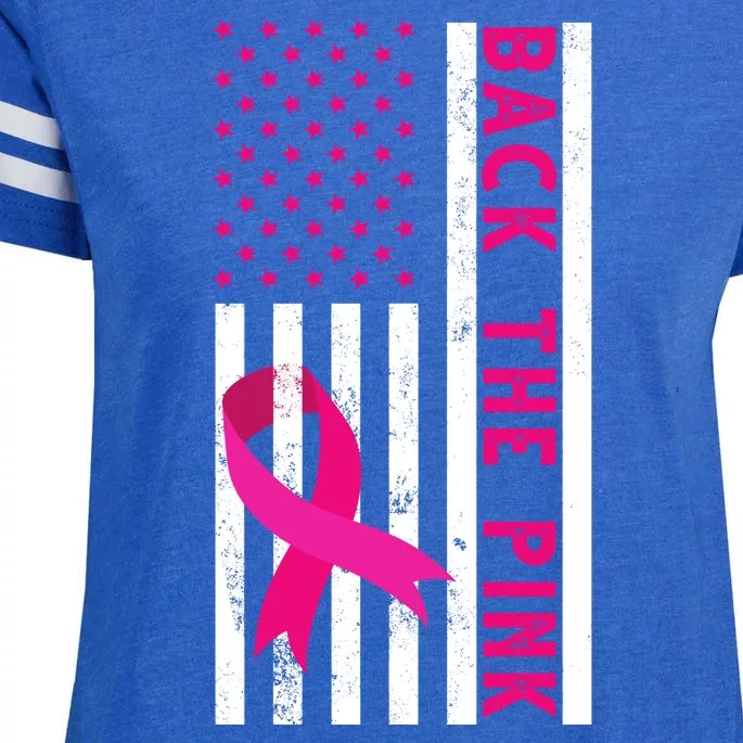 Back The Pink American Flag Pink Ribbon Breast Cancer Enza Ladies Jersey Football T-Shirt