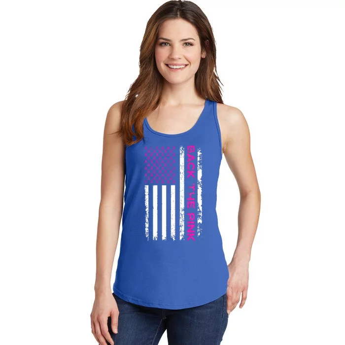 Back The Pink Breast Cancer Awareness Flag Ladies Essential Tank